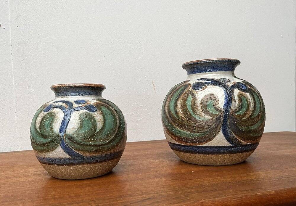 Cactus series round vases in ceramic from the mid-century modern Danish studio Søholm, 1960s, set of 2.