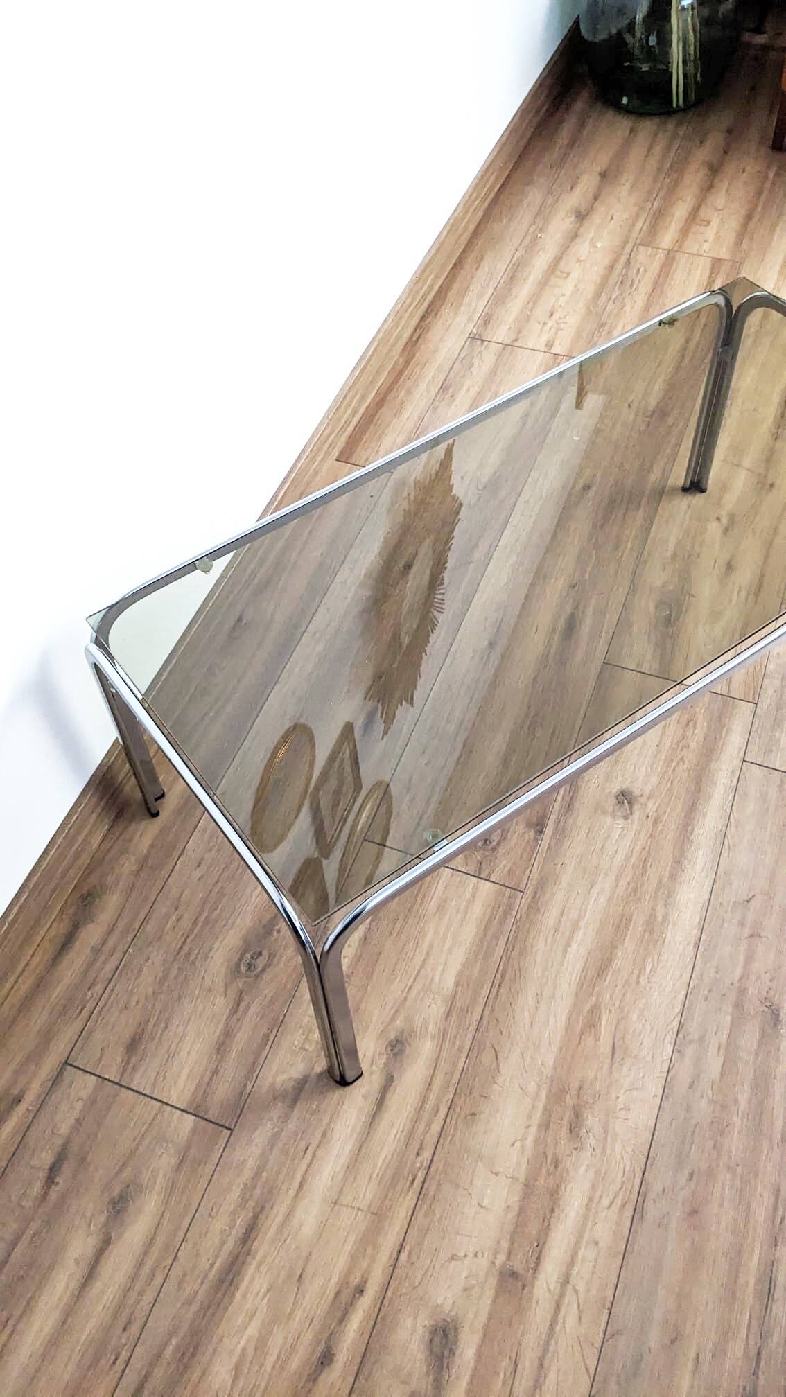 Vintage chrome and smoked glass coffee table