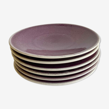 6 assiettes plates Jars Tourron Pourpre Uni