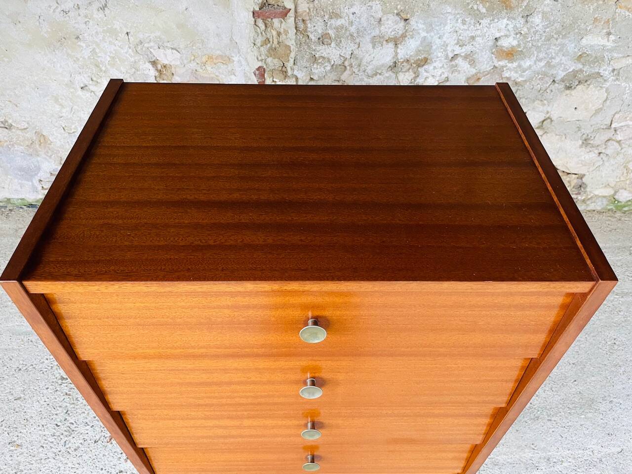 High chest of drawers with 5 drawers, Scandinavian style, circa 60's