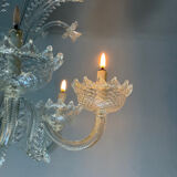 Venetian chandelier made of Murano glass, six light arms, circa 1940.