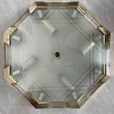 Midcentury brass/glass ceiling lamp/flush mount or wall lamp, 1960s