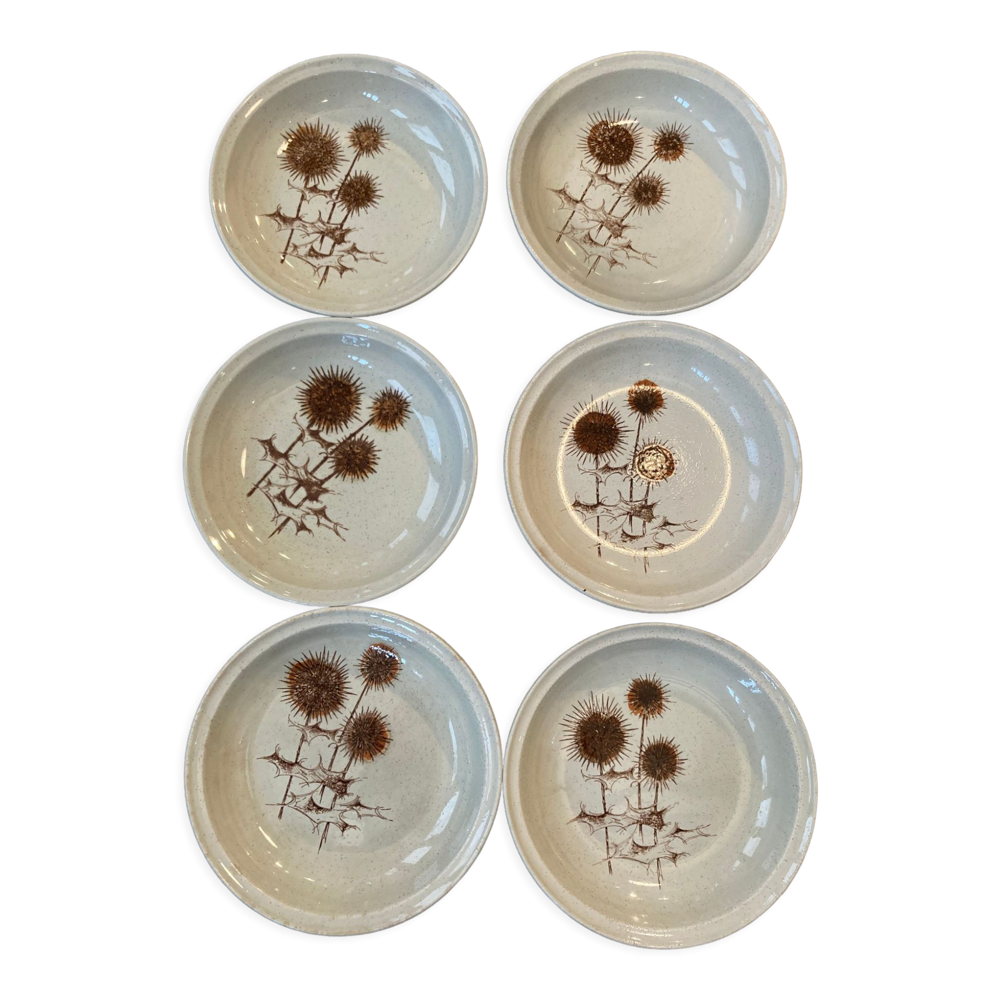 Set of 6 Sarreguemines Chardon bowl-shaped plates