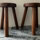 Pair of farmhouse stools in solid oak