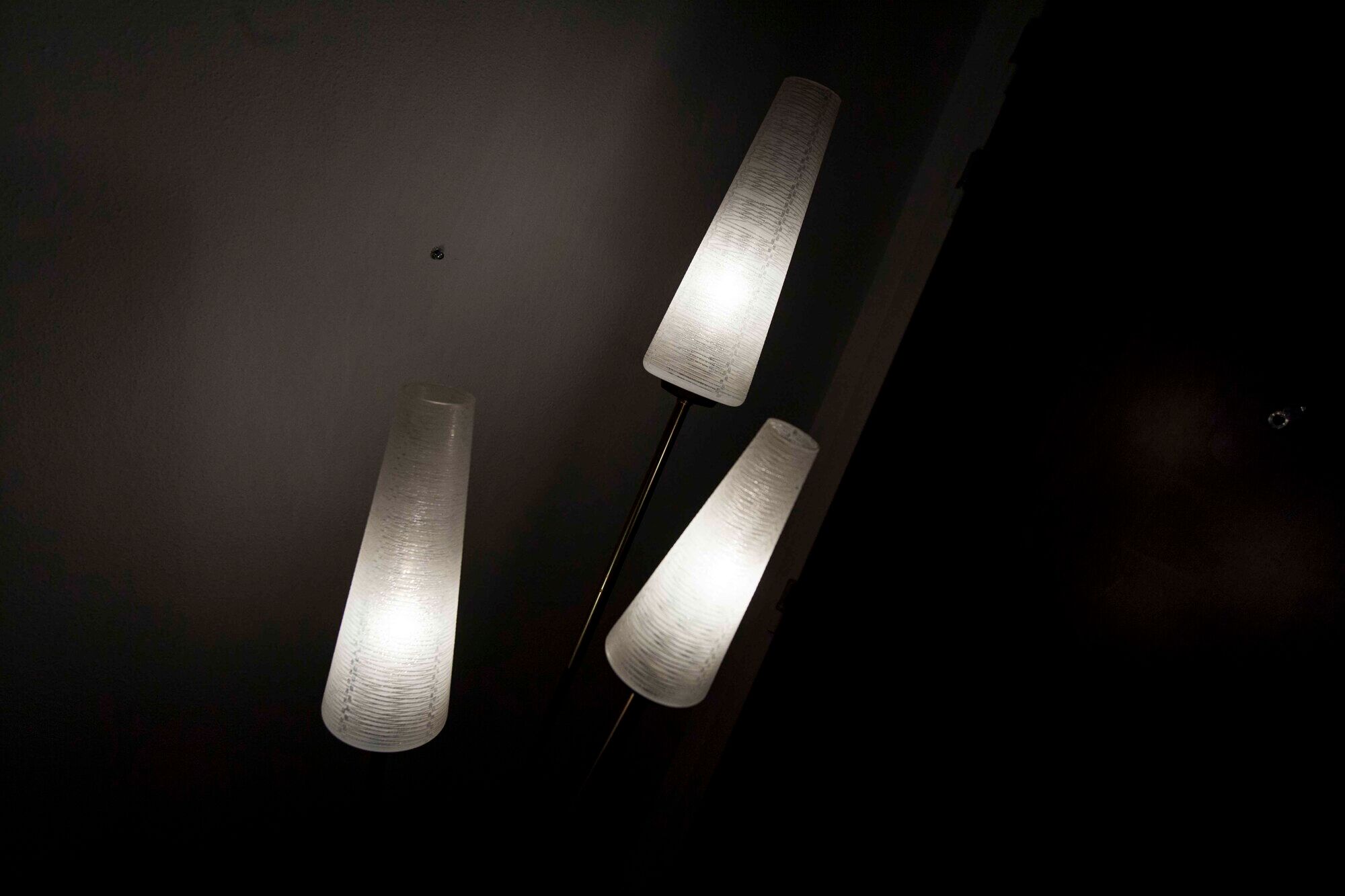 1960 brass cast iron and glass lamppost 3 heads