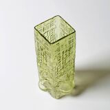 Vintage Yellow Pressed Glass Vase Gallo by Rune Strand / Sweden / 1970s