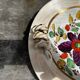 Painted ceramic fruit basket woven by Hubert Becquet, Quaregnon.