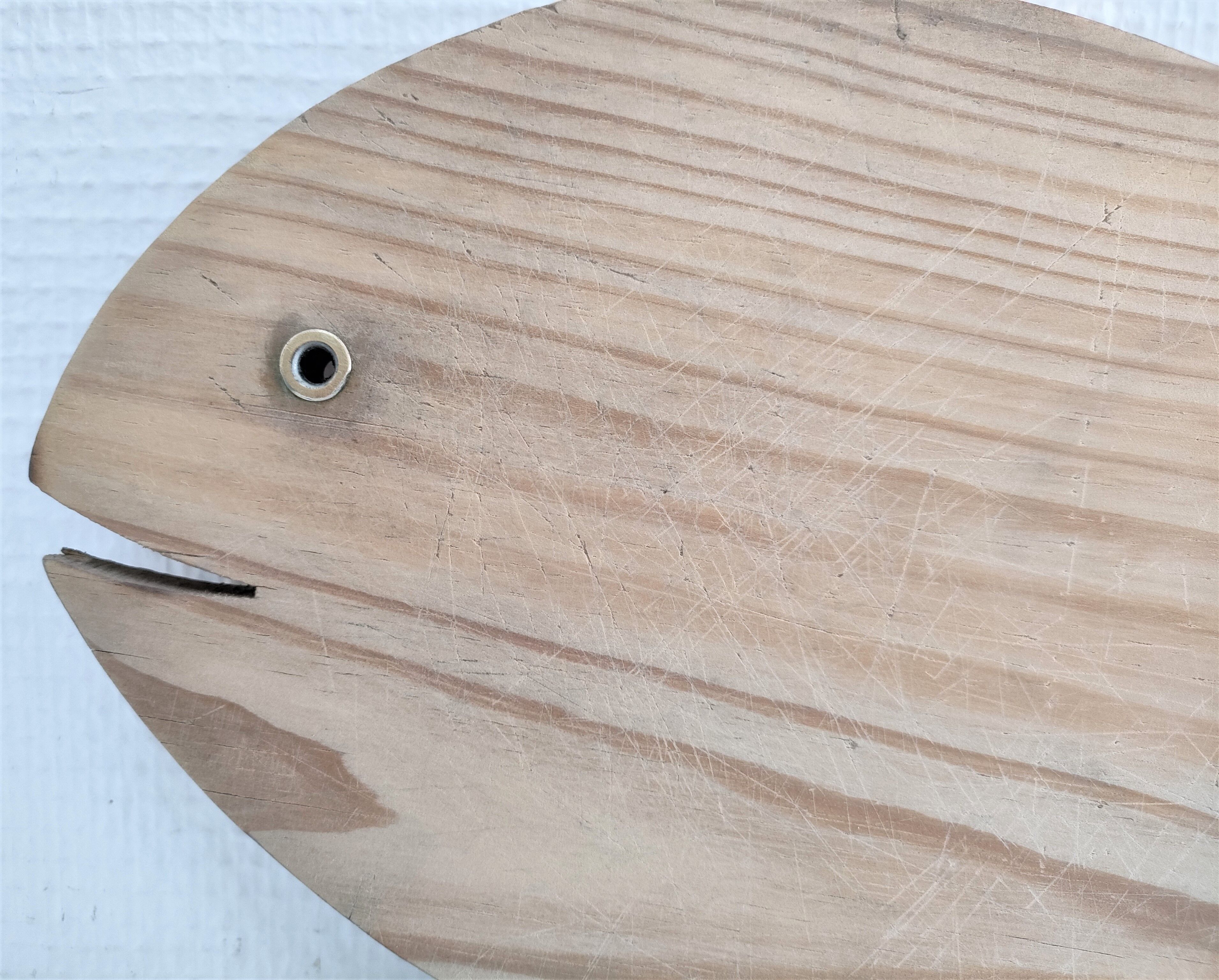Deux planches à découper poisson cochon bois vintage