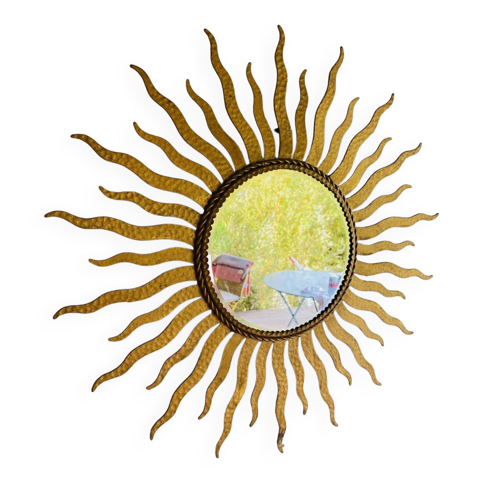 Golden sun mirror 50cm from the 70s.