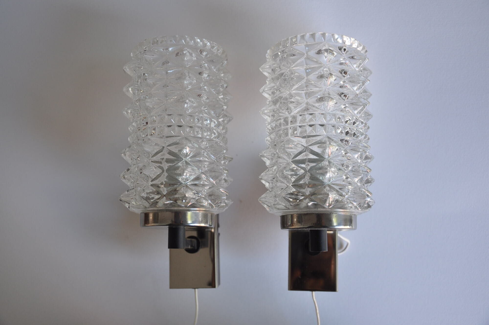 Pair of iron, chromed metal and glass years 50 / 60