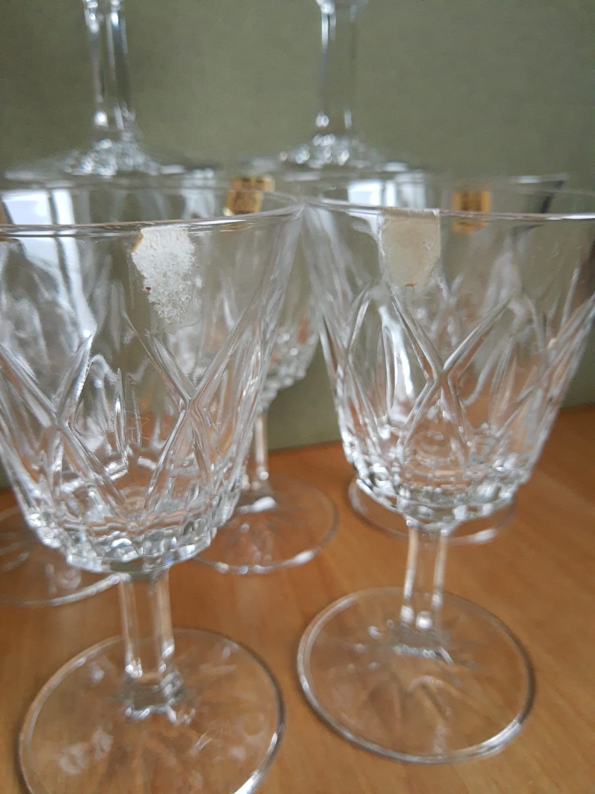 Set of 9 small glasses on foot Vmc Reims France vintage