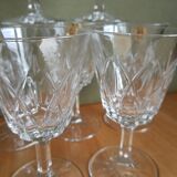 Set of 9 small glasses on foot Vmc Reims France vintage