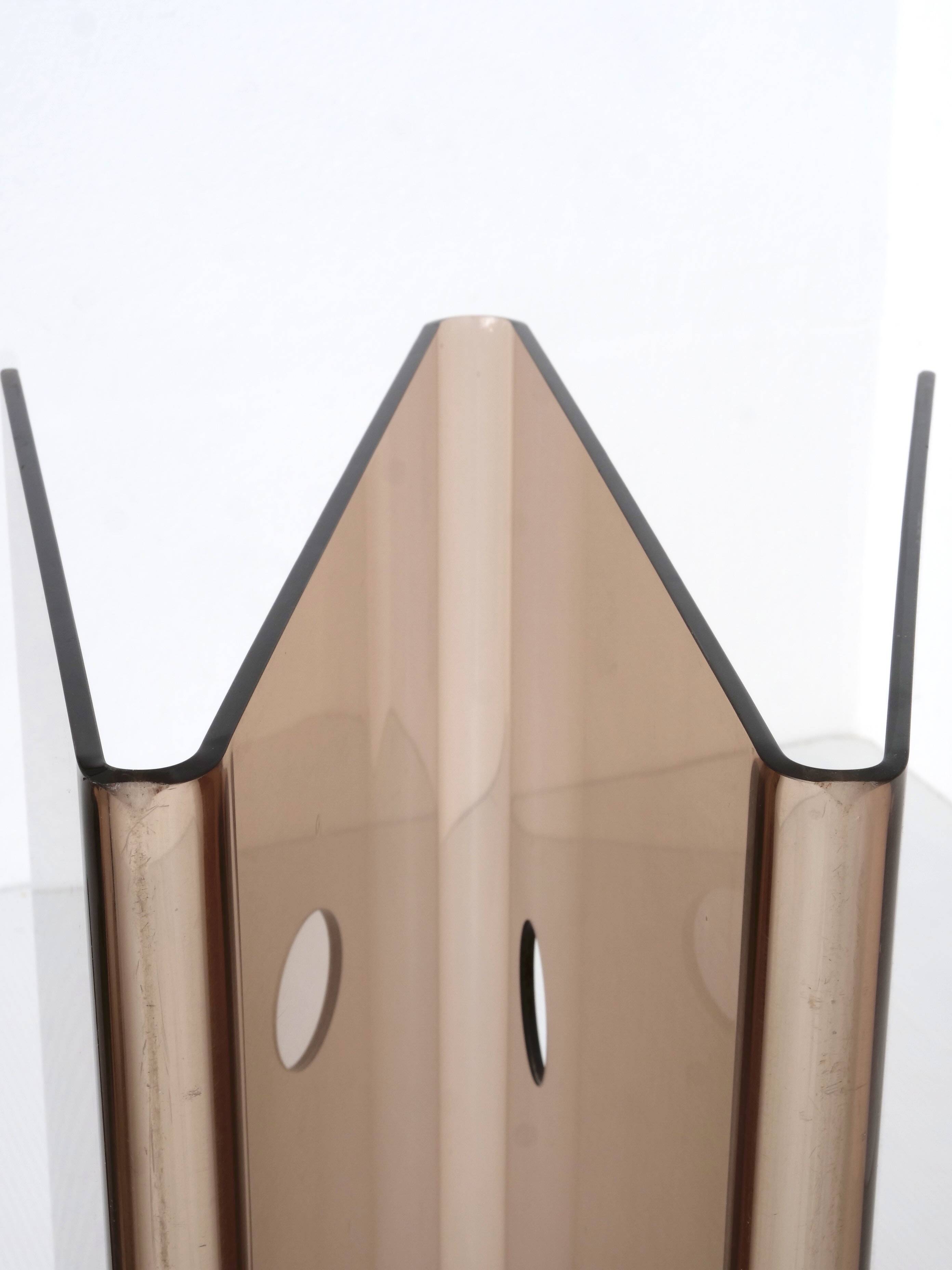 70's smoked plexiglass magazine rack