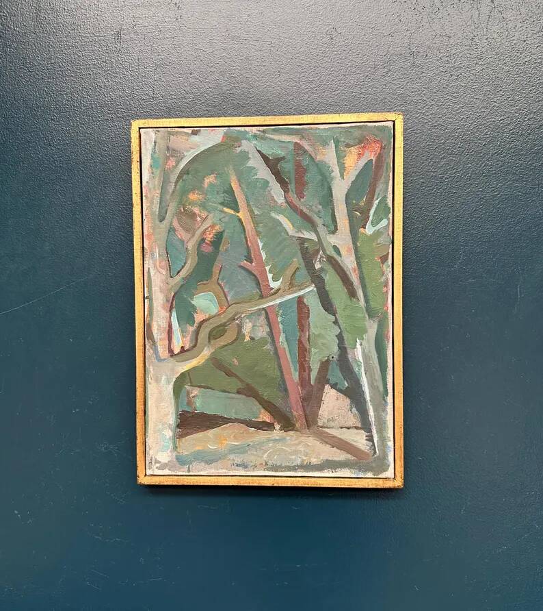 Original Swedish Oil on Canvas – “Forest” by Thure Lindskoog – Signed – Vintage & Framed – 44 × 32 cm (17.3" × 12.6")
