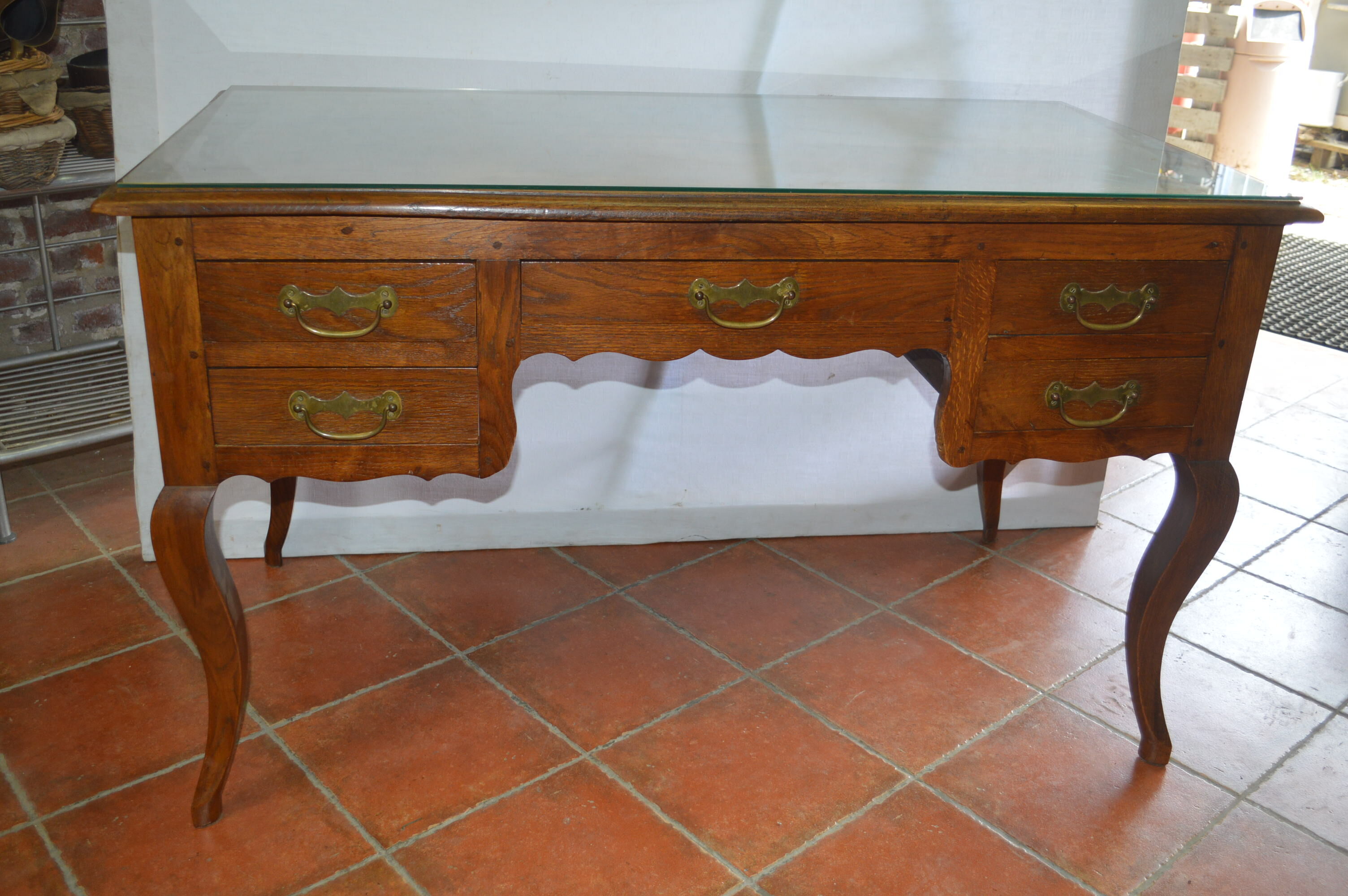 Oak with 5 drawers desk