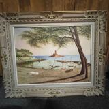 Signed painting The port of Antibes
