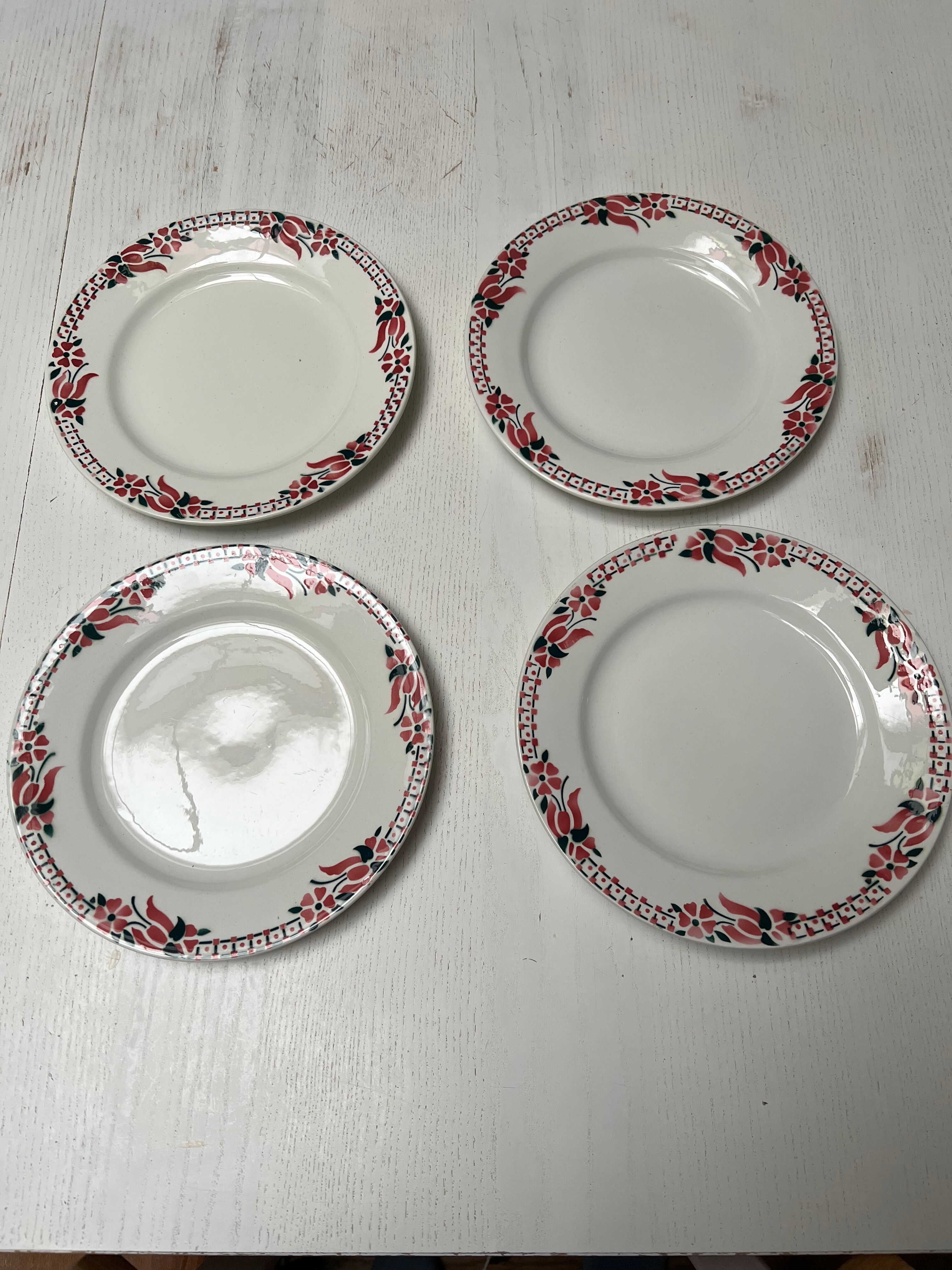 4 céranord plates with flowers