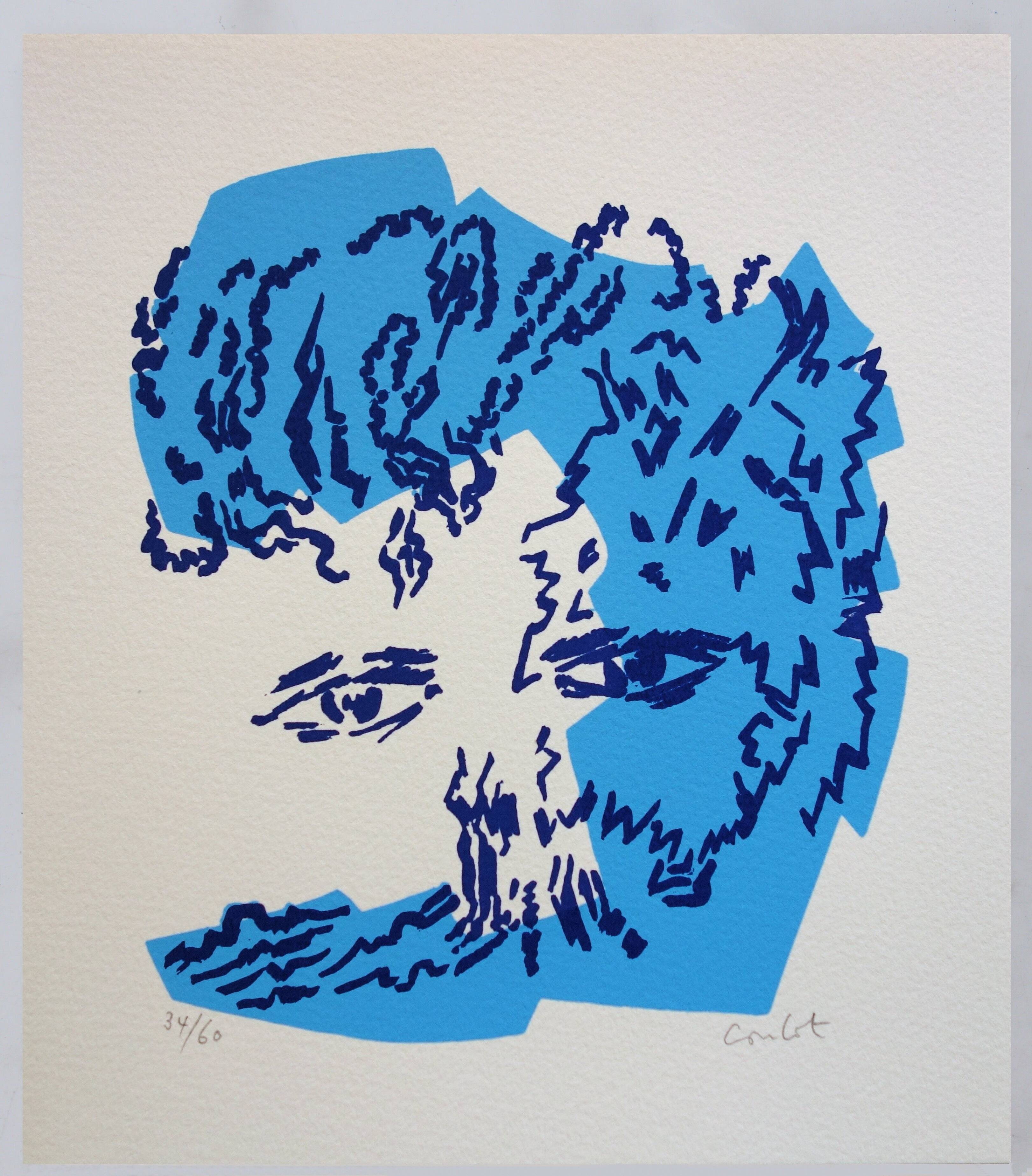 Jean coulot: benevolent gaze, original signed silkscreen print.
