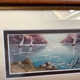 Small Marine painting, oil on panel, signed