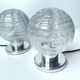 Paire de lampes de table vintage, verre structuré soufflé et chrome, annees 70