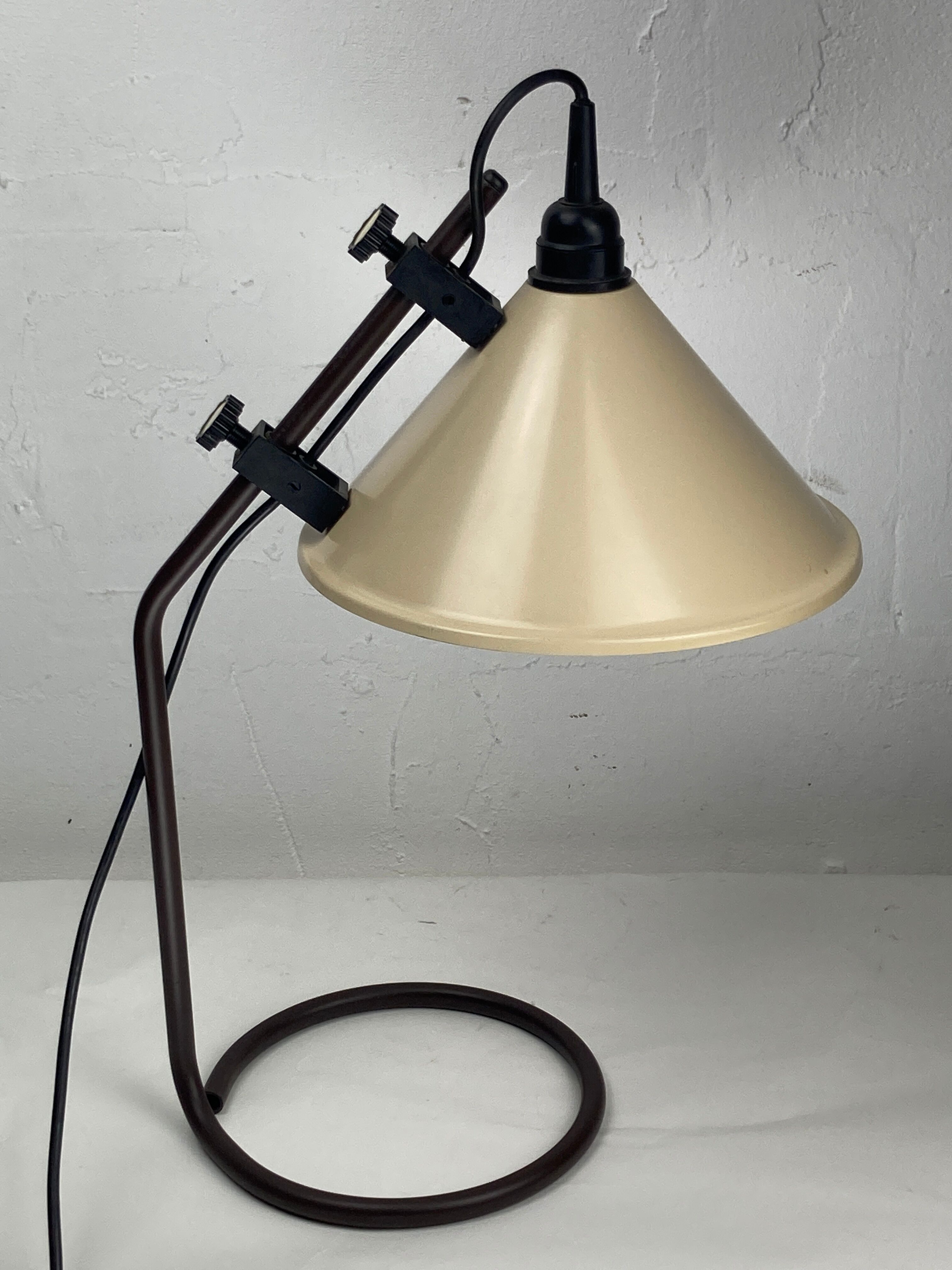 Brown metal "modernist" architectural desk lamp, Dutch 1970s