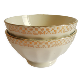 Old vintage porcelain faceted piedouche bowls