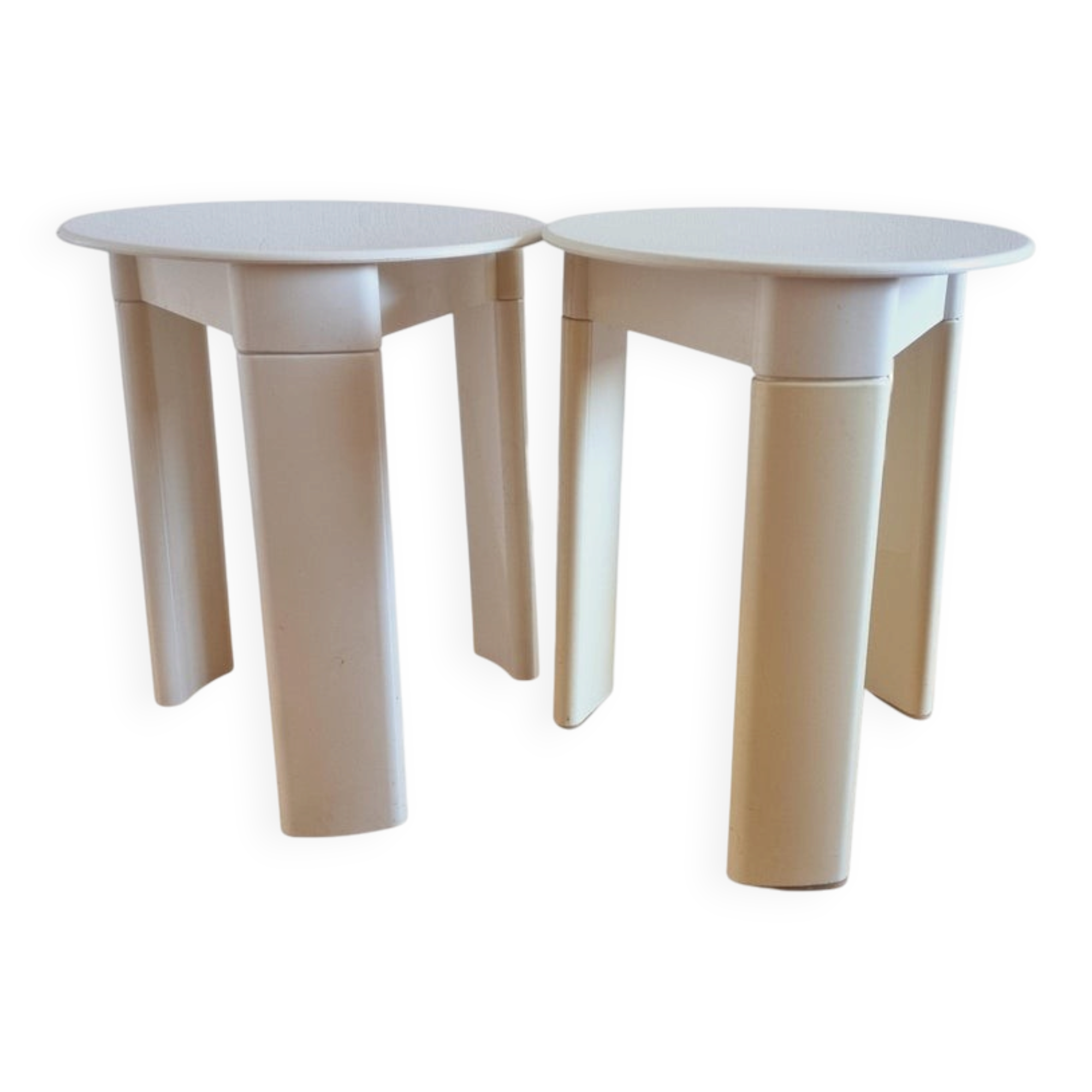 Pair of Midcentury Stools/Side Tables Trio, Olaf Von Bohr, Italy, 1970s