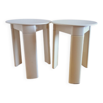 Pair of Midcentury Stools/Side Tables Trio, Olaf Von Bohr, Italy, 1970s