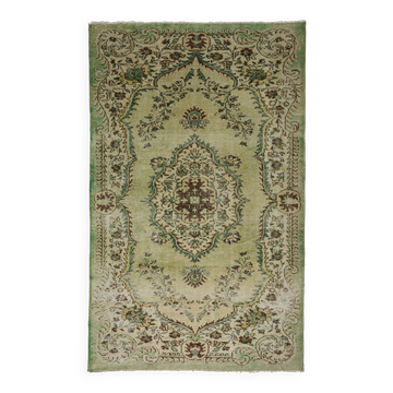 Tapis Oushak Ancien – Vert Sauge & Motifs Floraux, 179 x 281 cm