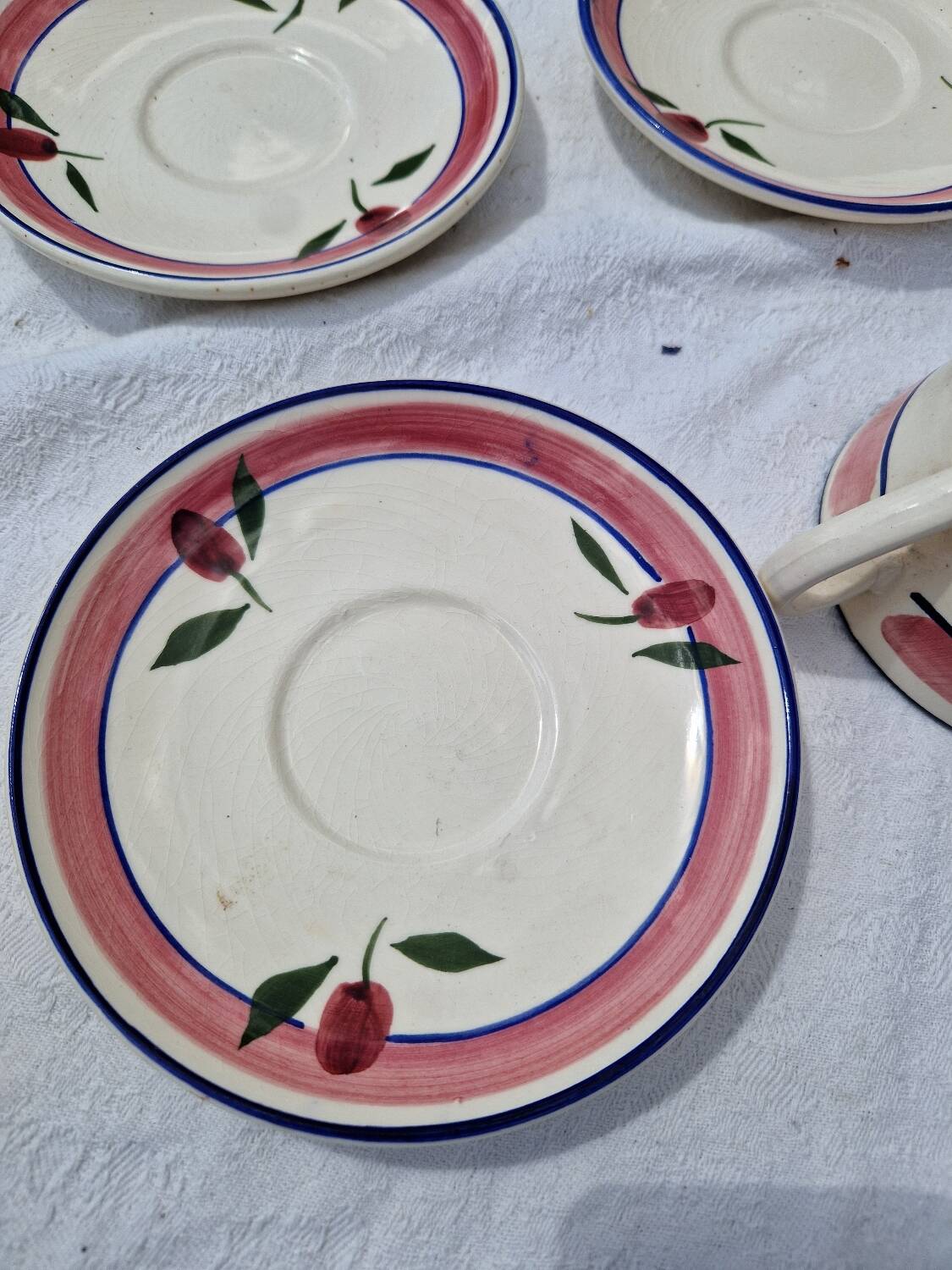 Set of 6 Antique Cups and Saucers