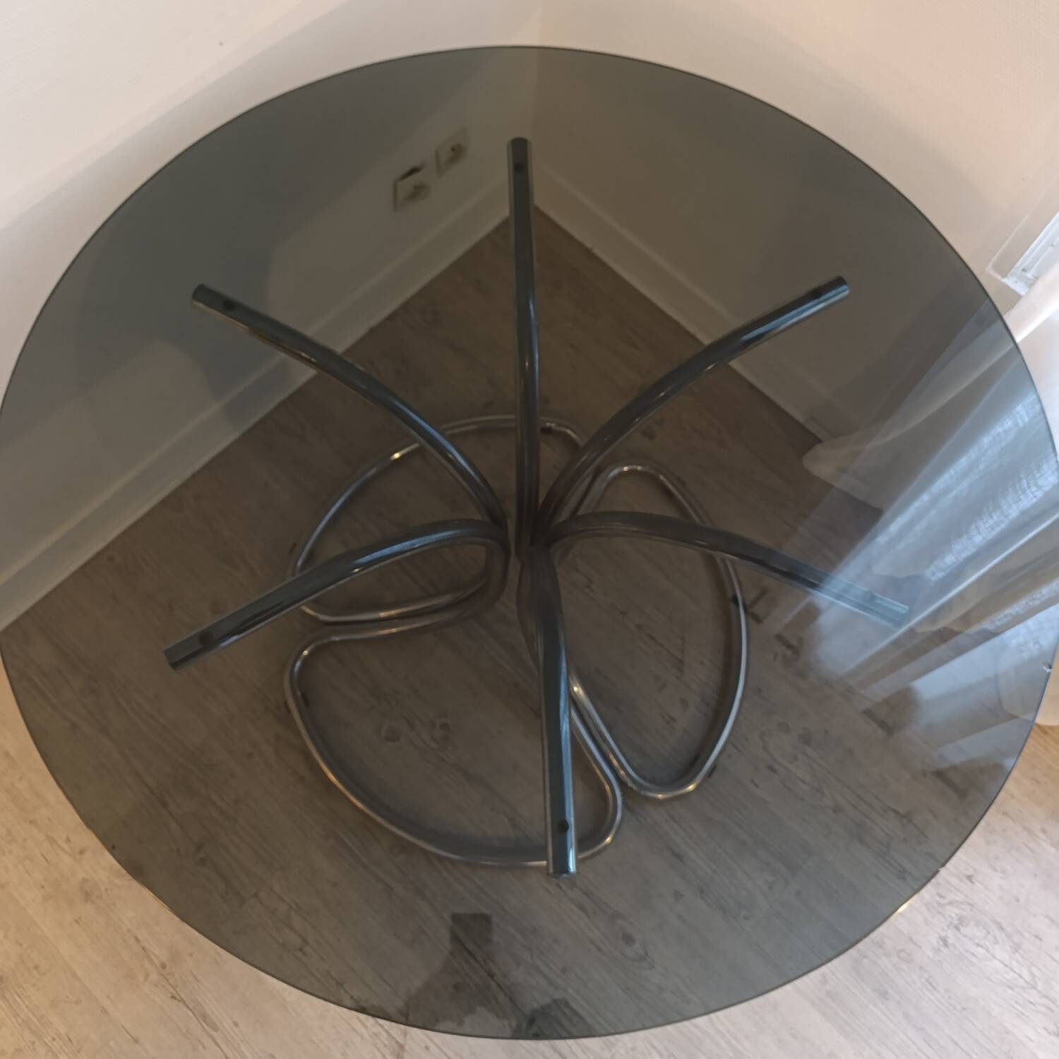 Superb tubular table with space age Italian design.