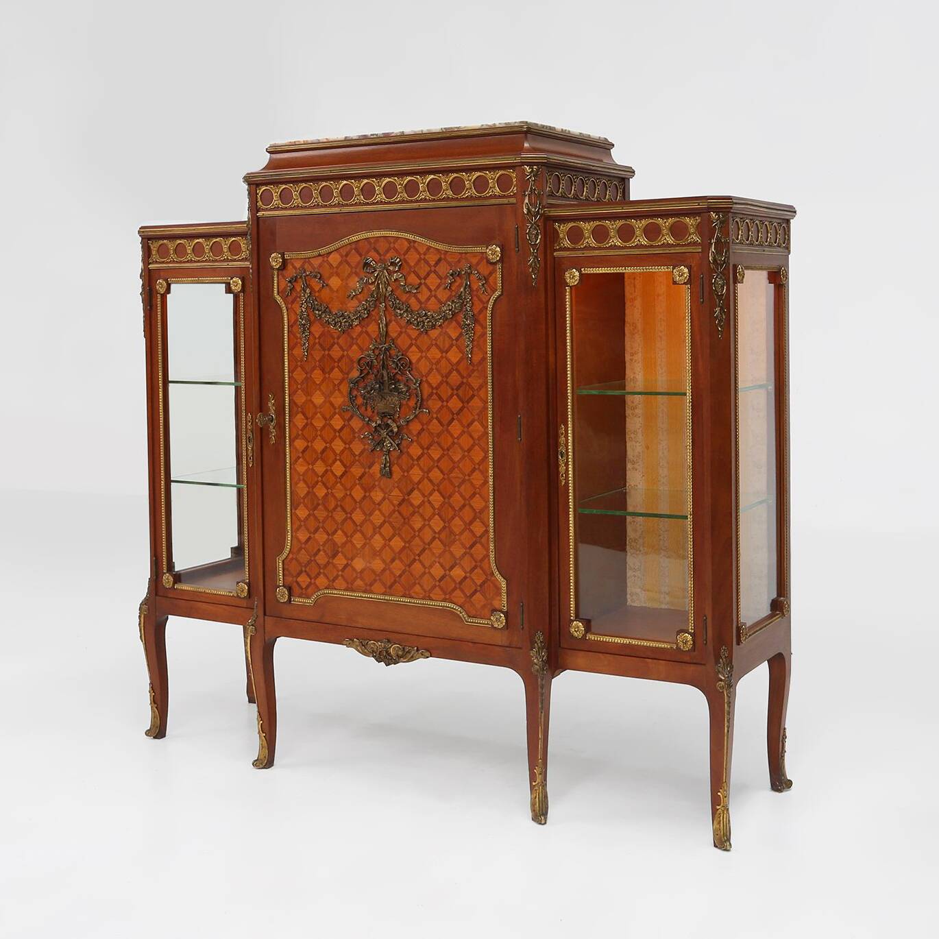Louis Xvi Display Cabinet in Marquetry with Light, France, 1850s