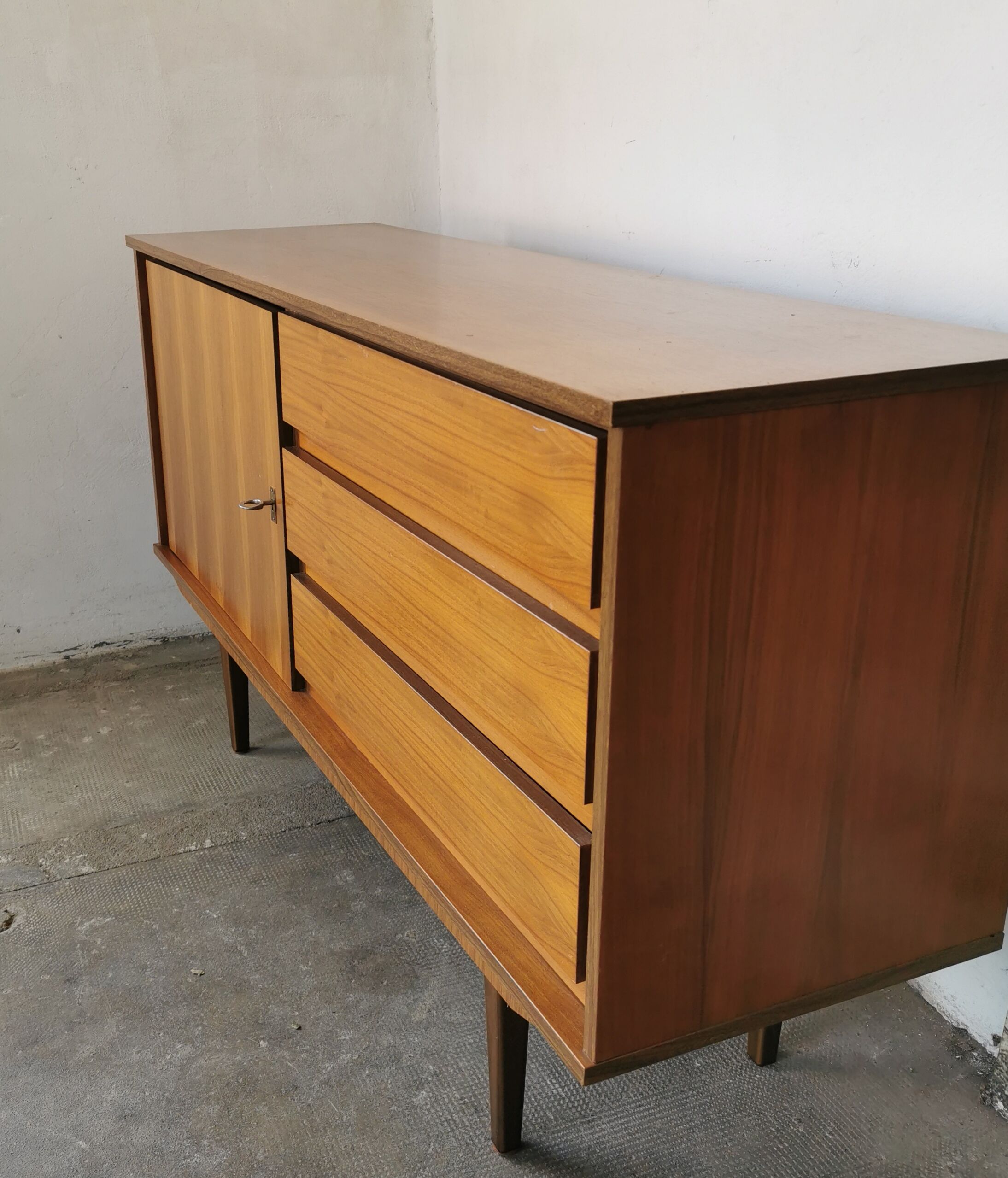 Vintage enfilade, walnut veneer 1970