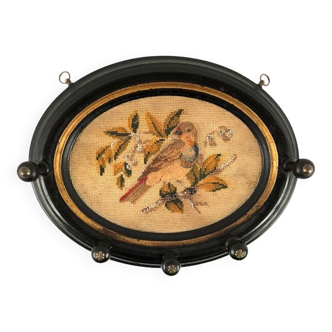 Medallion hat rack decorated with a relief tapestry with bird decoration, Napoleon III era