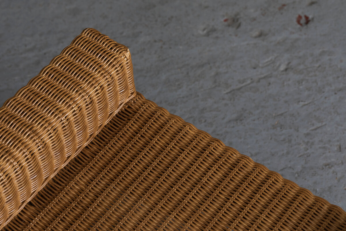 Stool, hocker in rattan and teak, Dutch design, 1970’s