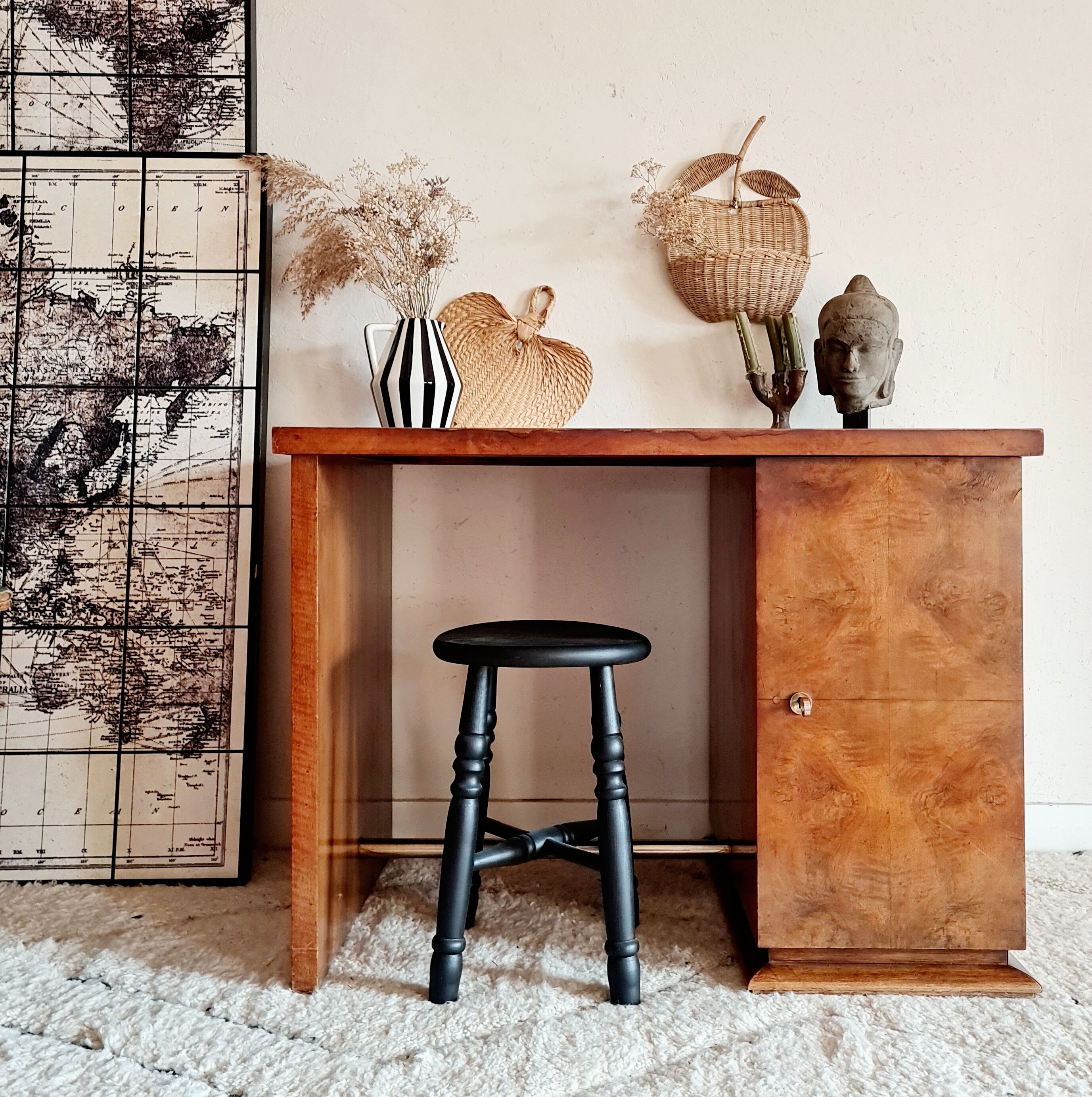 Art Deco desk mahogany plating blond