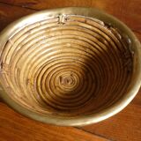 Bauhaus DLG rattan and brass bowl by Italian Gabriella Crespi