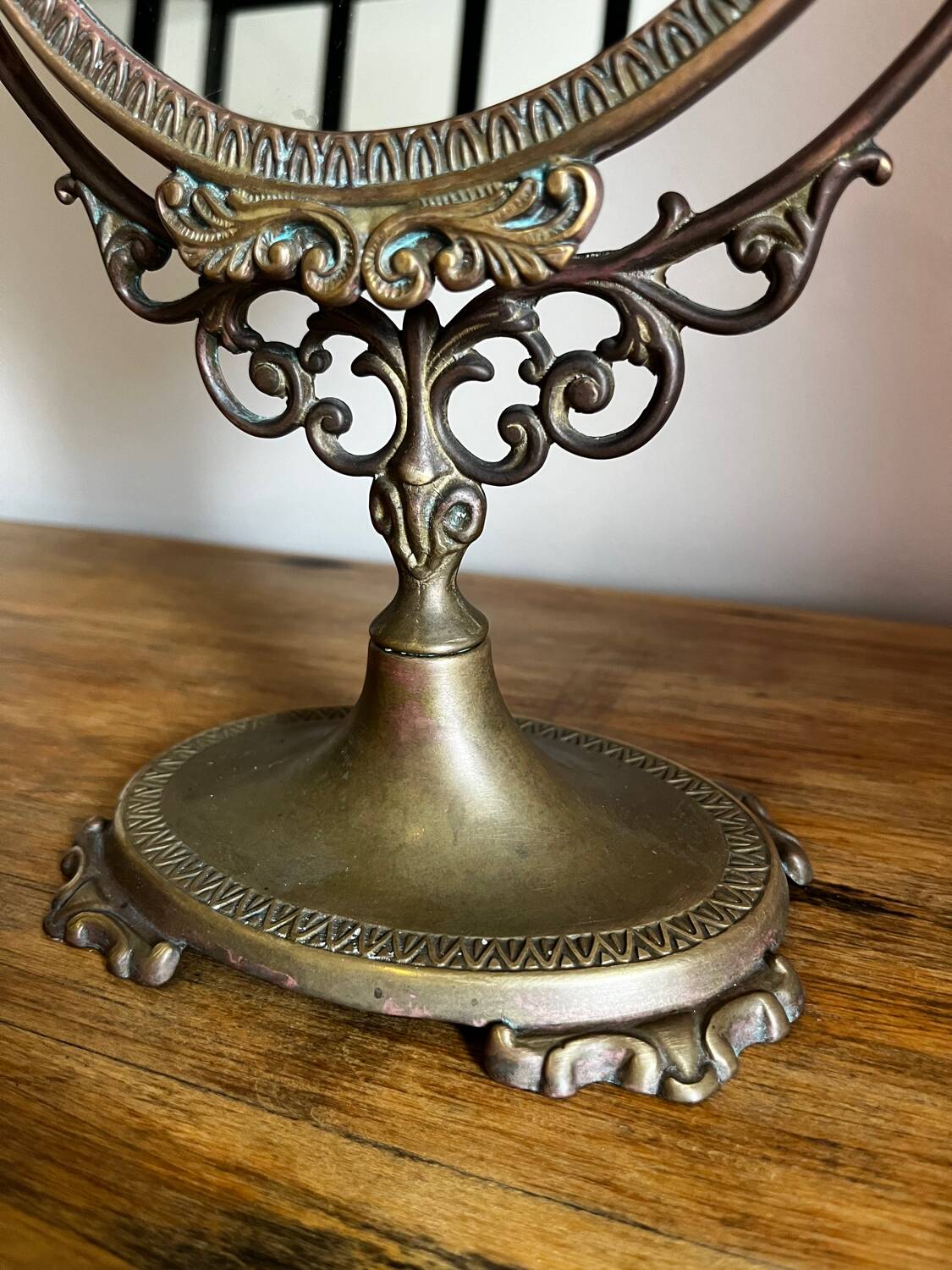 Brass table mirror psyche