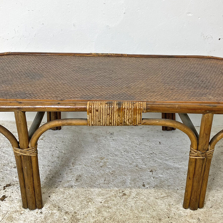 Vintage rattan coffee table 70's