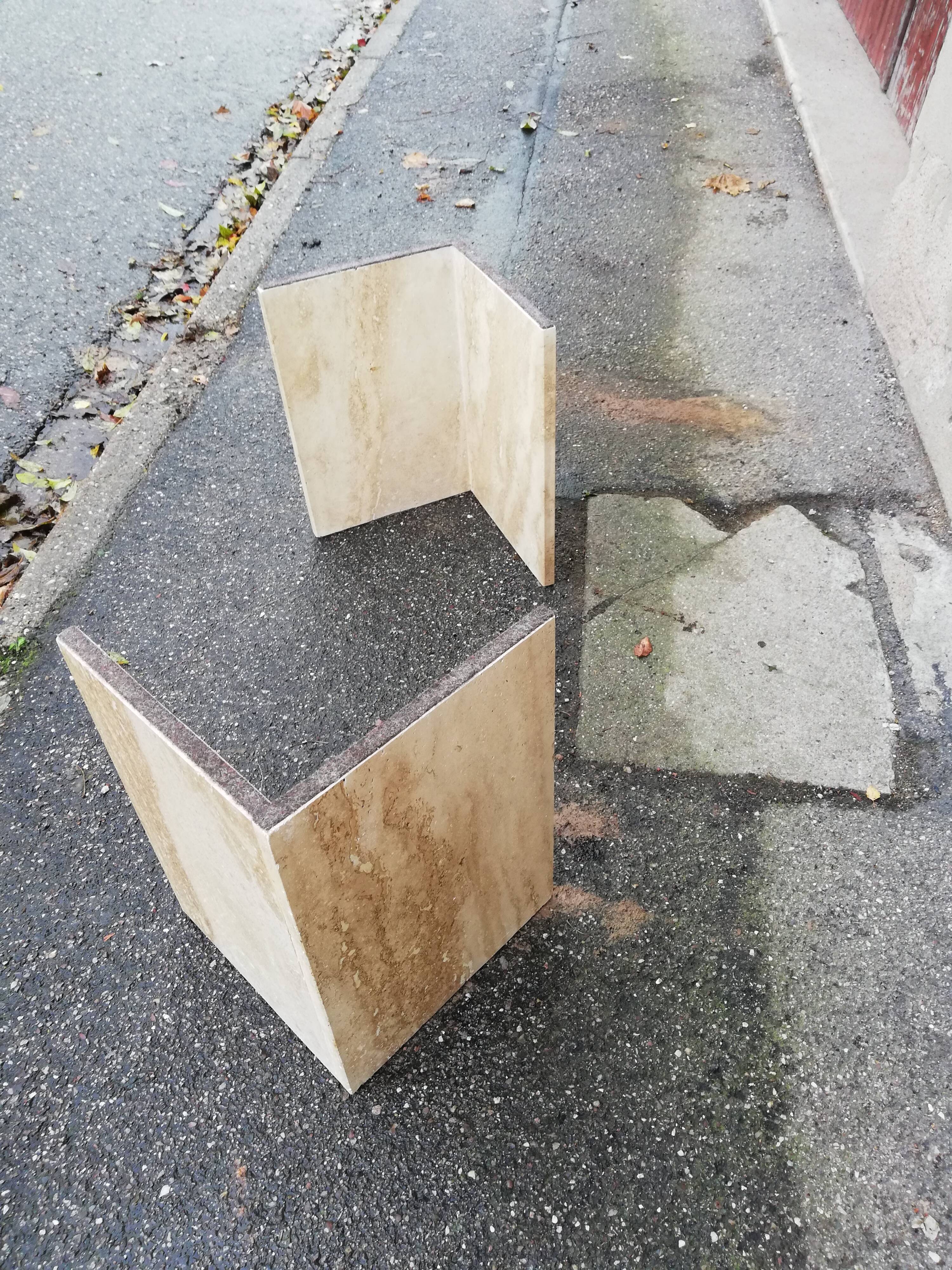 Vintage oval travertine coffee table