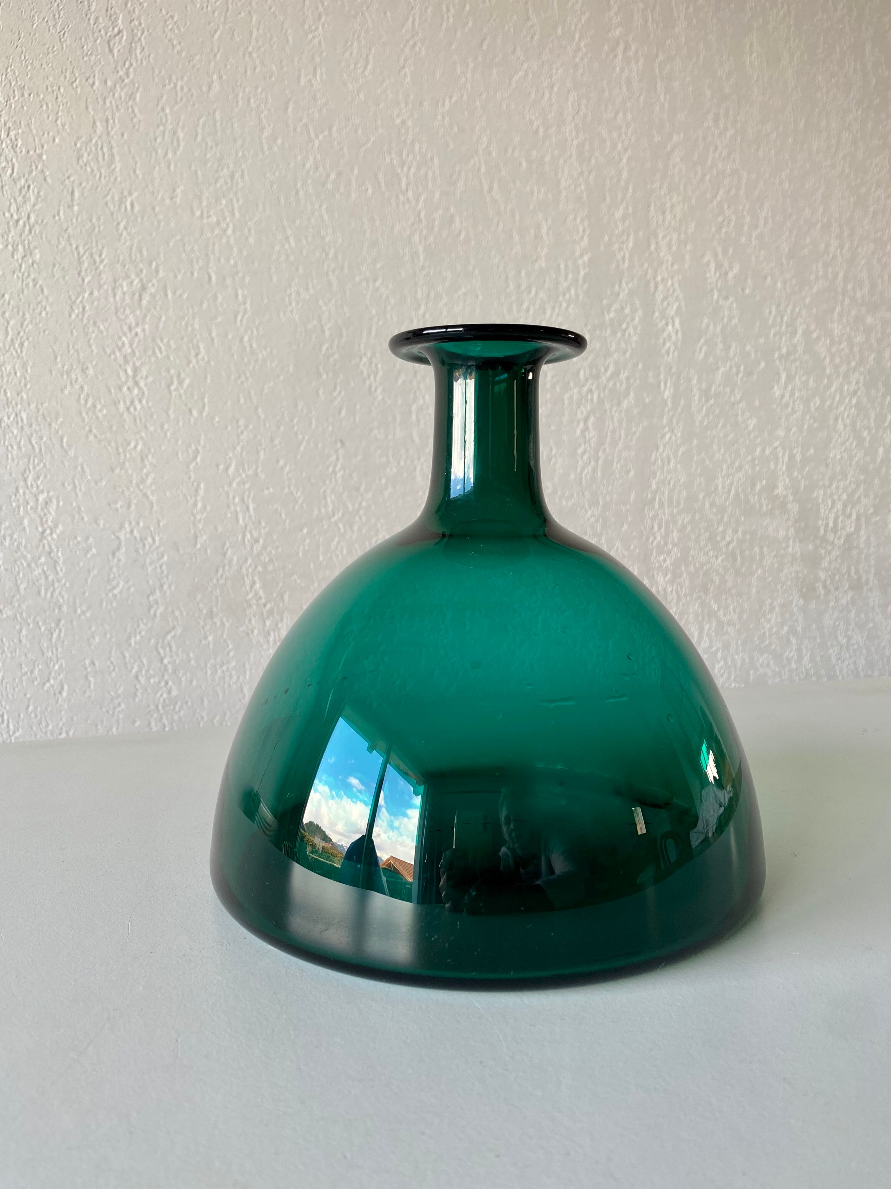 Blown glass vase signed holmegaard 1961