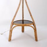 Lampadaire tripode en rotin, 1960
