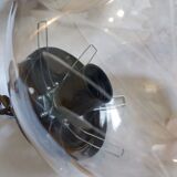 2 suspensions globe boule en verre soufflé ciselé ambré