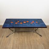 Blue ceramic table and chrome 70's