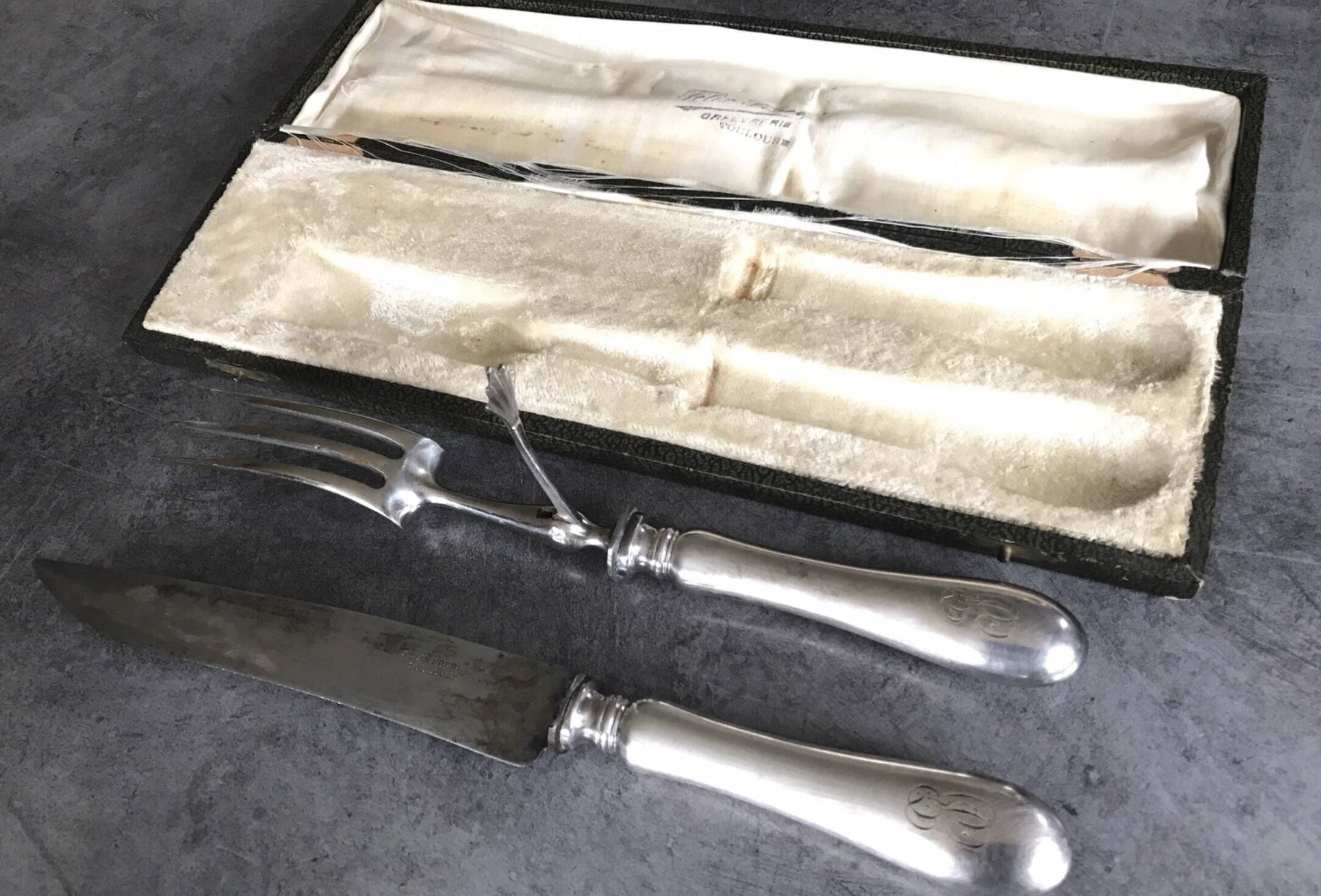 Carving cutlery set for leg of lamb, félix frères silverware