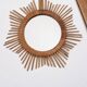 Old sun mirror 49 cm in rattan, star.