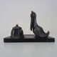 Regulated inkwell and marble signed Franjou pelican art deco
