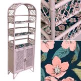 Étagère en rotin rose poudrée