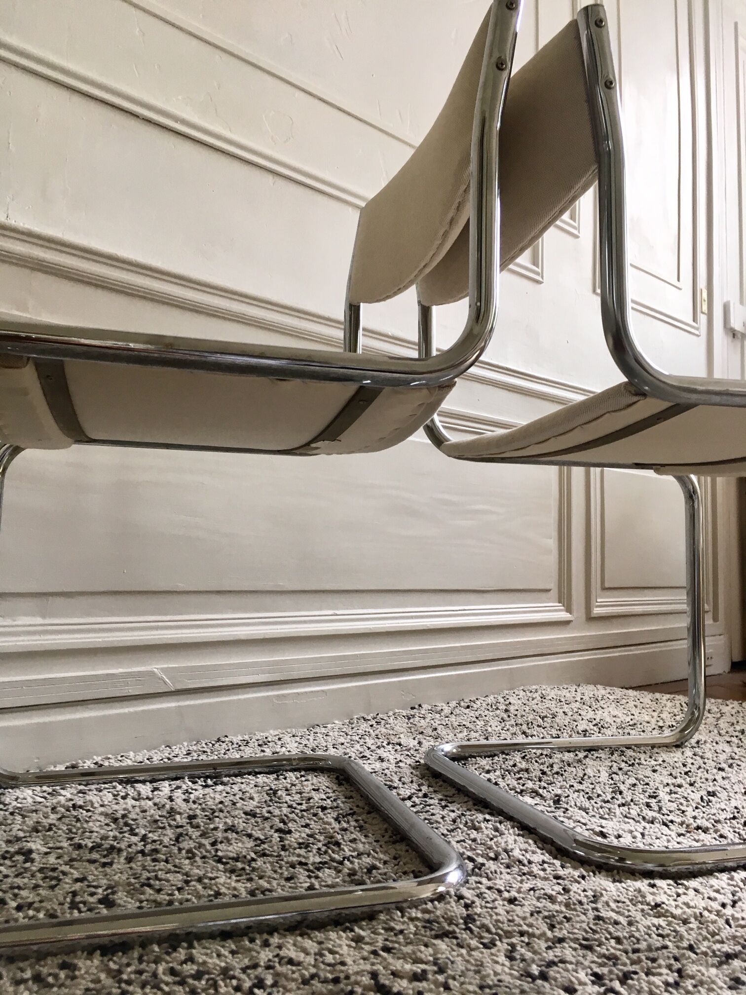 Set of restored vintage chairs with "Luge" feet