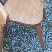 Set of 4 chairs and 1 armchair in mountain style made of oak.